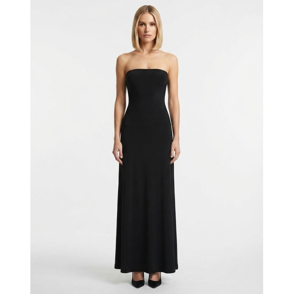 Norma Kamali Strapless Maxi Dress Formal Evening Gown Black Extra Large XL